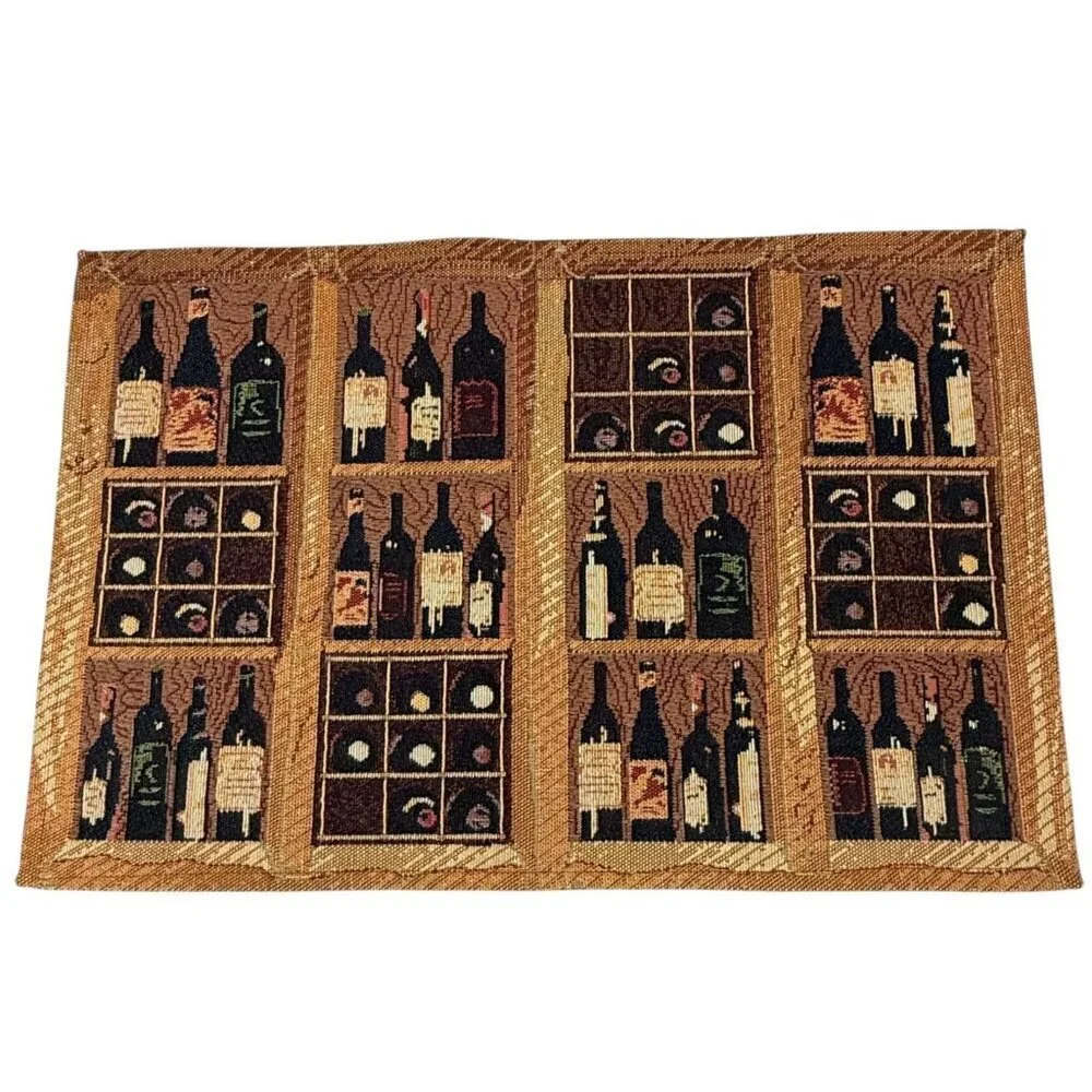 Set of 6 Placemats Wine Bottle Design Tapestry Rustic Kitchen Dining Decor